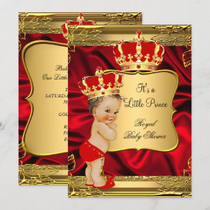Rode Gouden Bruine Baby Jongen Prins Baby Shower Kaart