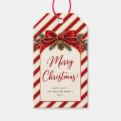 Rode Gouden Candy Cane Streep Cadeaulabel (Voorkant)