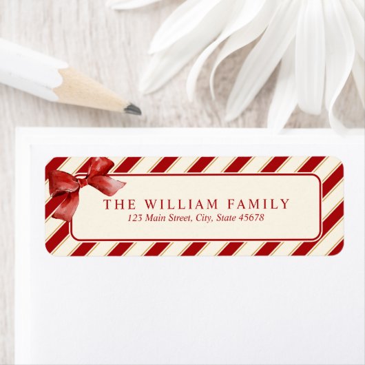 Rode Gouden Candy Cane Streep Etiket (Insitu)