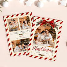 Rode Gouden Candy Cane Streep Foli Kerstkaart