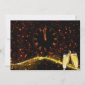 Rode, gouden champagne en klok oudejaarsavond kaart (Voorkant)