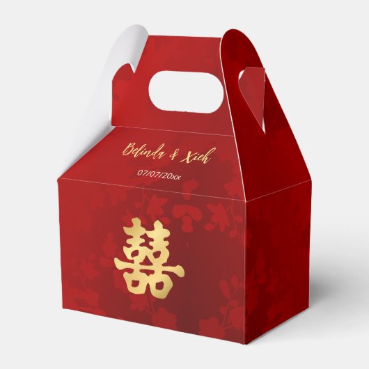 Rode Gouden Chinese Bruiloft Bruid En Groom Bedankdoosjes (Achterkant)