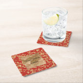 Rode Gouden Confetti Abstracte Verjaardag Kartonnen Onderzetters (Insitu)