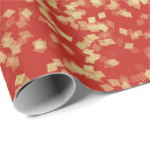 Rode Gouden Confetti Bruiloftsfeest Cadeaupapier (Rol Hoek)