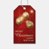 Rode gouden Confetti kerstpannen Cadeaulabel (Voorkant)