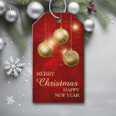 Rode gouden Confetti kerstpannen Cadeaulabel