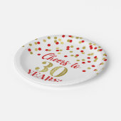 Rode gouden Confetti tot 30 jaar 's avonds Papieren Bordje (Gekanteld)