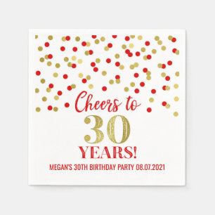 Rode gouden Confetti tot 30 jaar 's avonds Servet