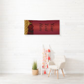 Rode Gouden Damast Boog Spandoek (Insitu)