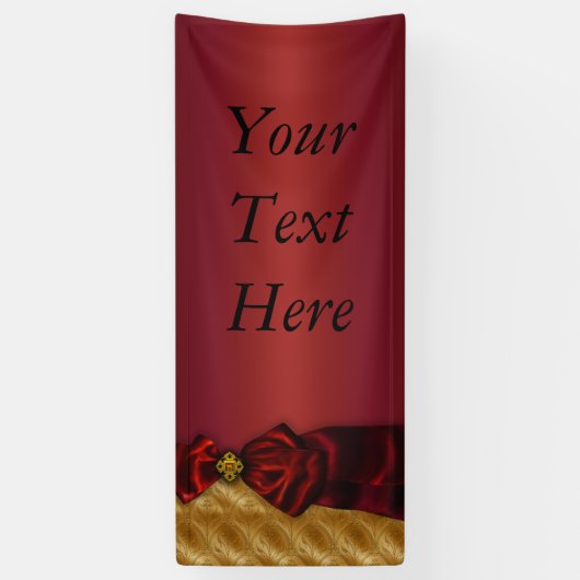 Rode Gouden Damast Boog Spandoek (Verticaal)