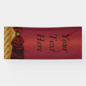 Rode Gouden Damast Boog Spandoek (Horizontaal)