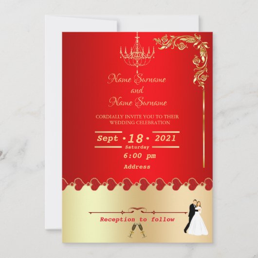 Rode gouden decor kaart (Voorkant)