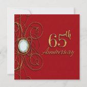 Rode & Gouden Diamant 65 65e Verjaardag Kaart (Achterkant)