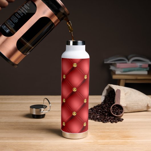 Rode Gouden Diamant Getufte Waterfles (Koffie)