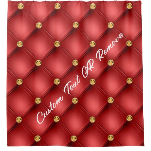 Rode Gouden Diamant Tufted Custom Text Douchegordi Douchegordijn (Voorkant)