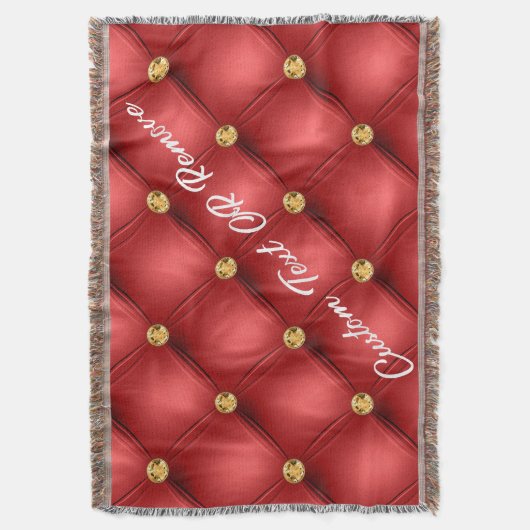 Rode Gouden Diamant Tufted Gooi Deken Aangepaste T (Voorkant Verticaal)