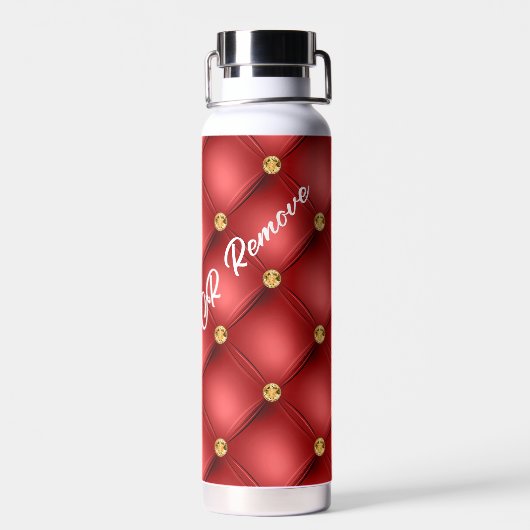 Rode Gouden Diamant Tufted Water Bottle Custom Tex Waterfles (Achterkant)