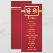 Rode & Gouden Draak Trouwreceptie Diner Menu (Voorkant / Achterkant)