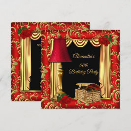 Rode Gouden Draperie Rozen lamp juwelendoosje Verj Kaart