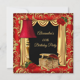 Rode Gouden Draperie Rozen lamp juwelendoosje Verj Kaart