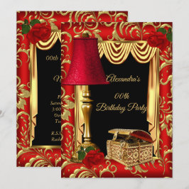 Rode Gouden Draperie Rozen lampen doos Verjaardags Kaart