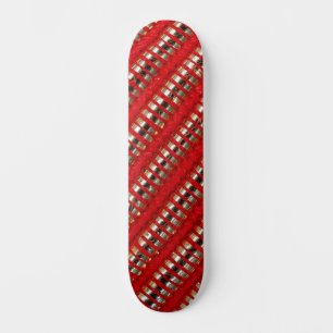 Rode & Gouden Dunne Diagonale Streep Stof Textuur Persoonlijk Skateboard