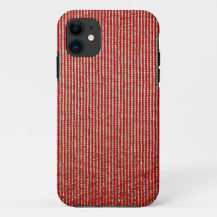 Rode & Gouden Dunne Verticale Streep Stof Textuur Case-Mate iPhone Case