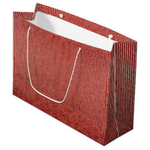 Rode & Gouden Dunne Verticale Streep Stof Textuur Groot Cadeauzakje