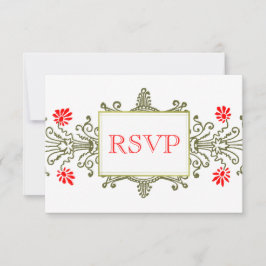 Rode Gouden Elegante Bloemrijke Aangepaste RSVP Ka Kaartje