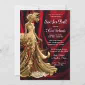 Rode Gouden Elegante Sneaker Bal Kaart (Voorkant)