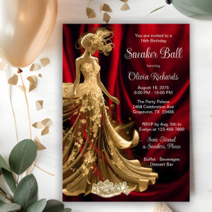 Rode Gouden Elegante Sneaker Bal Kaart