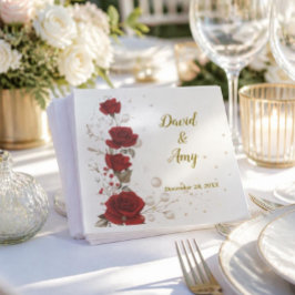 Rode, gouden en witte elegante trouw servetten