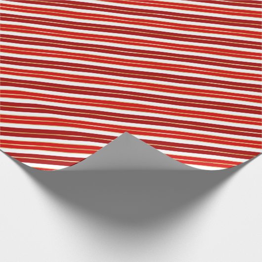 Rode, gouden en witte kerststrepen cadeaupapier (Hoek)