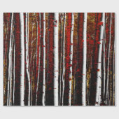 Rode gouden en zwarte vogelbomen cadeaupapier (Vlak)