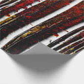 Rode gouden en zwarte vogelbomen cadeaupapier (Hoek)