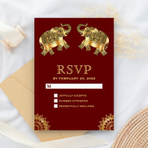 Rode Gouden Etnische Olifanten Indiase RSVP