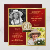 Rode gouden feestdagen en nu 2 foto's kaart (Voorkant / Achterkant)