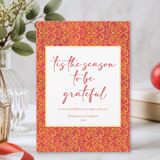 Rode Gouden Festive Zakelijke Kerstkaart