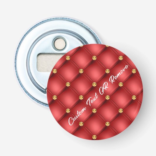 Rode gouden flesopener met aangepaste tekst button flesopener (Voorkant)