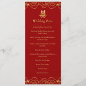 Rode gouden florale grens chinese bruinkoolbanket menu (Voorkant)