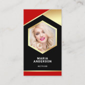 Rode Gouden Folie Model Actrice QR Code Foto Visitekaartje (Voorkant)