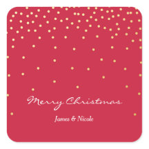 Rode & Gouden Folie Stippen Moderne Kerststickers
