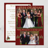 Rode & Gouden Formele Stijl Foto Kerstkaart (Voorkant / Achterkant)