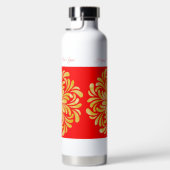 Rode Gouden Gele Bloemen Chinees Nieuwjaar Douane Waterfles (Rechts)