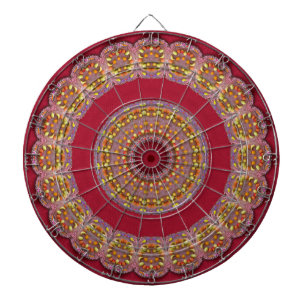 Rode Gouden Gele rozetten Mandala Dartbord