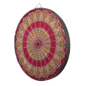 Rode Gouden Gele rozetten Mandala Dartbord (Voorkant Rechts)
