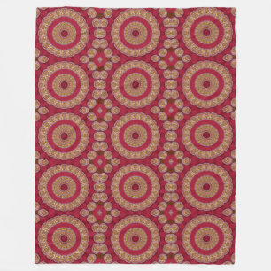 Rode Gouden Gele rozetten Mandala Fleece Deken
