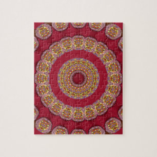 Rode Gouden Gele rozetten Mandala Legpuzzel