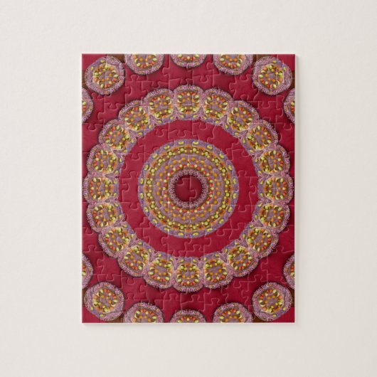 Rode Gouden Gele rozetten Mandala Legpuzzel (Verticaal)