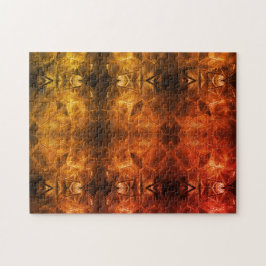 Rode Gouden Glas Glans Vurig Tribale Stijl Warme T Legpuzzel